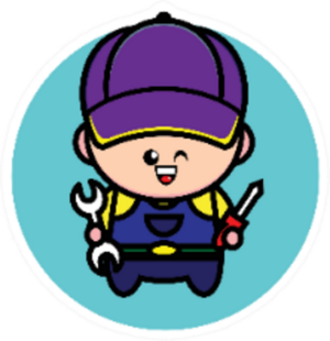 Curly Haired Boy Turned Into Mechanics Cartoon Sticker