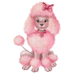 Curly Pink Poodle Sticker