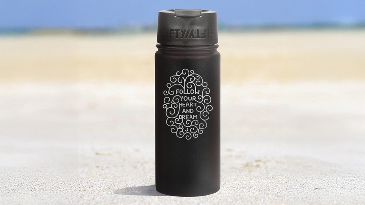 Custom 16 oz water bottle engraved with quote
