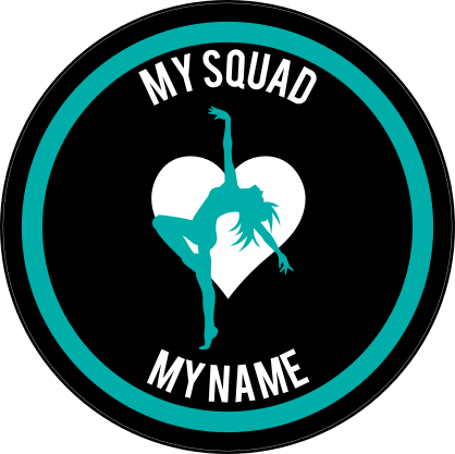 Custom Arched Back Dancer with Heart Circle Sticker