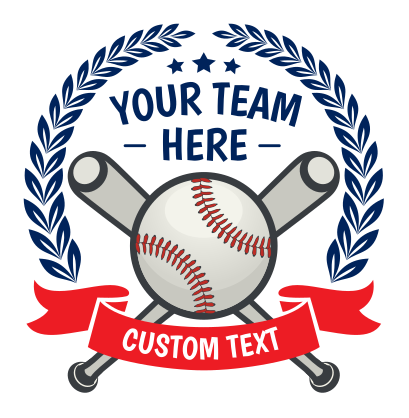 Custom Baseball Emblem with Leaves and Text Magnet