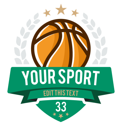 Custom Basketball Emblem with Your Text and Leaves