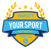 Custom Basketball Shield Emblem with Your Text and Leaves