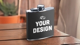 Custom Black Leatherette Flask