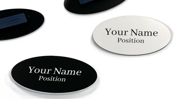 Custom Black Oval Name Tag