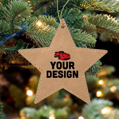 Custom Brown Leatherette Star Ornament