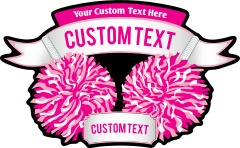 Custom Cheerleader Banner and Pom Pom Sticker
