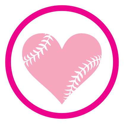 Custom Circle Baseball Magnet with Seams in a Heart