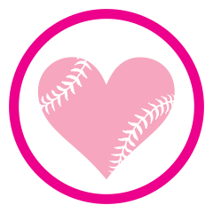 Custom Circle Baseball Magnet with Seams in a Heart