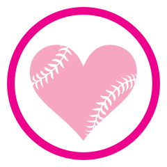 Custom Circle Softball Magnet with Seams in a Heart