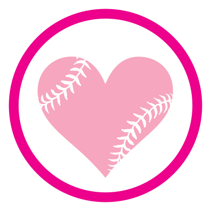 Custom Circle Softball Magnet with Seams in a Heart