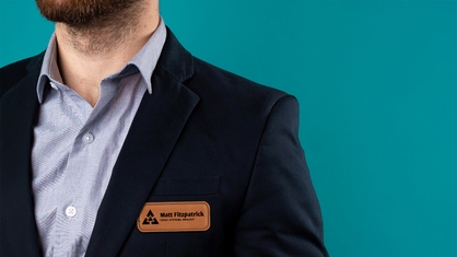 Custom engraved name tag for analyst