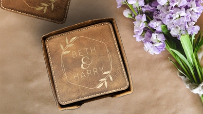 Custom engraved wedding coaster set