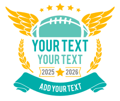 Custom Football Sticker with Wings and Your Text