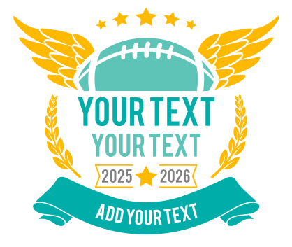 Custom Football Sticker with Wings and Your Text