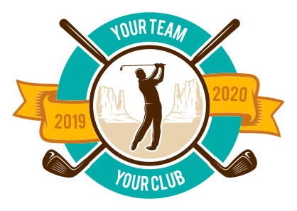 Custom Golf Club Player and Mountains Circle Sticker