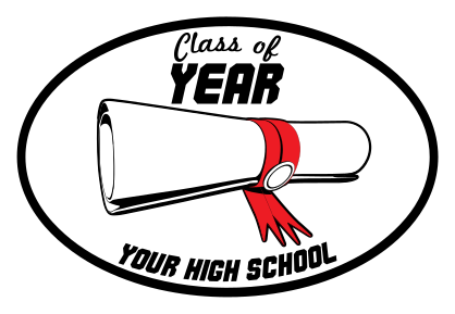 Custom Graduation Year and Scroll Oval Sticker
