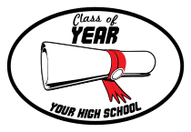 Custom Graduation Year and Scroll Oval Sticker