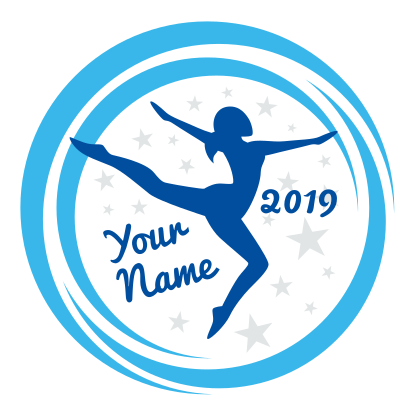 Custom Gymnastics Swoosh and Stars Circle Sticker