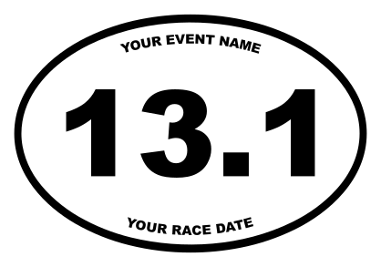 Custom Half Marathon Oval Sticker with Your Text