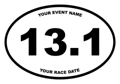 Custom Half Marathon Oval Sticker with Your Text
