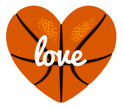 Custom Heart-Love Basketball Text Sticker