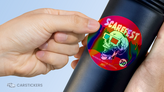 Custom Holographic Circle Sticker Applied to Water Bottle