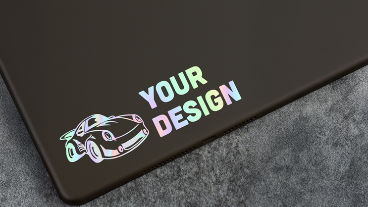 Custom Holographic Transfer Sticker on Laptop