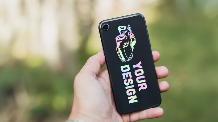 Custom Holographic Transfer Sticker on Phone