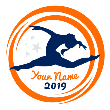 Custom Jumping Gymnast Circle with Stars Sticker