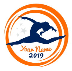 Custom Jumping Gymnast Circle with Stars Sticker
