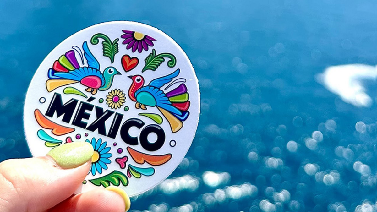 Custom Mexico Circle Sticker in Hand