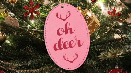 Custom Oh Deer Oval Ornament On Tree