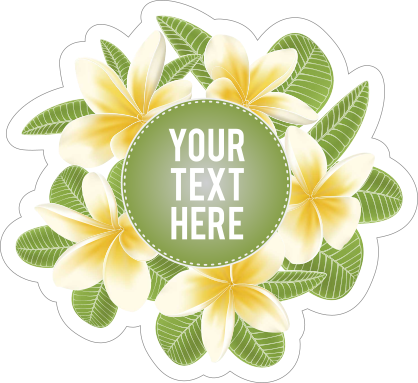 Custom Plumeria and Green Leaves Sticker
