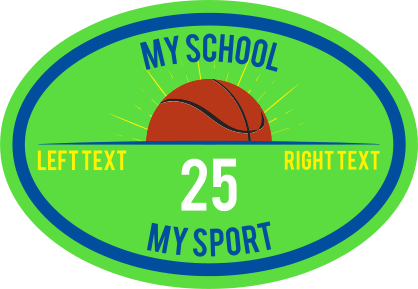 Custom Printed Burst Basketball Oval Sticker