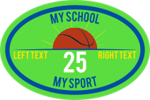 Custom Printed Burst Basketball Oval Sticker