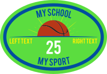 Custom Printed Burst Basketball Oval Sticker