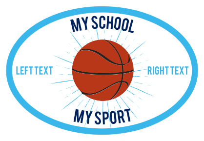 Custom Printed Burst Full Basketball Oval Sticker