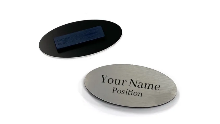 Custom Silver Oval Name Tag