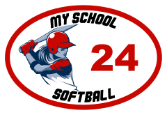 Custom Softball Close-Up Oval with Team Colors