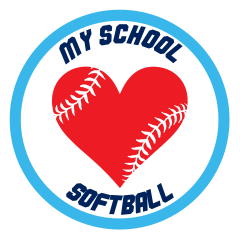 Custom Softball Magnet with Heart Seams and text
