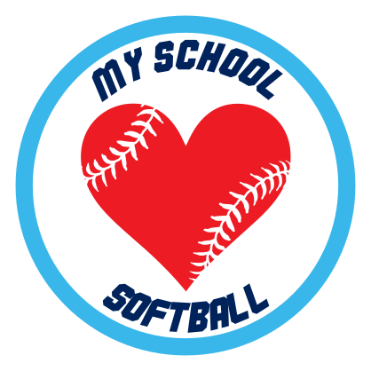 Custom Softball Sticker with Heart Seams and text