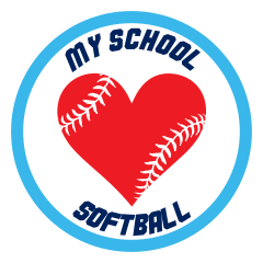 Custom Softball Sticker with Heart Seams and text