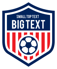 Custom Striped Shield for Soccer with Big Text