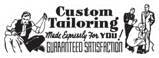 Custom Tailoring - Retro Ad Art Banner Sticker