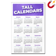 Example of a custom tall calendar magnet
