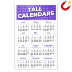 Example of a custom tall calendar magnet