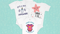 Custom White Baby Onesie on Standing Baby
