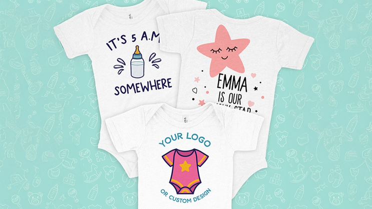 Custom White Baby Onesie on Standing Baby
