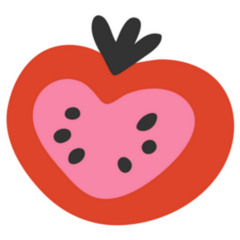 Cut Heart Shaped Tomato Illustration Sticker